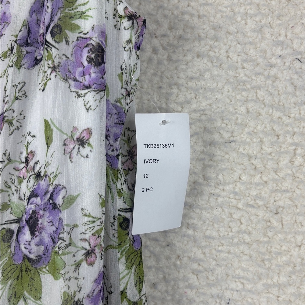 NWT Connected Apparel Womens Purple Floral Print Crew Neck Tank Dress Size 12 - Picture 10 of 12